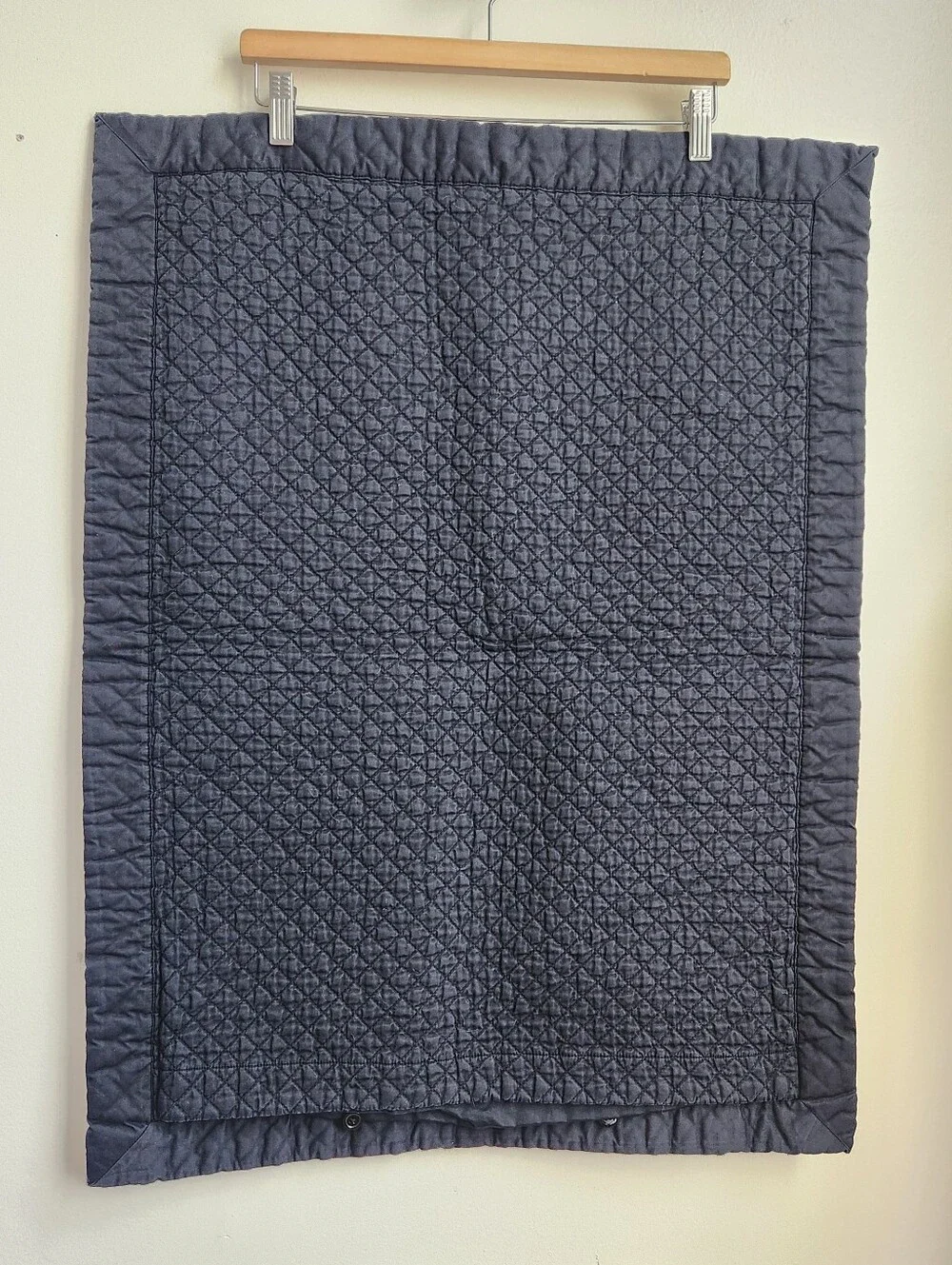 Ralph Lauren Quilted King Pillow Sham Black 2PC Set Button Closure Quiet Luxury
